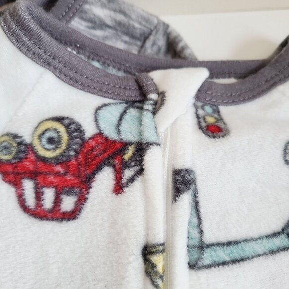 Baby Footed Pajamas Set Of 3 Size 2T & 4T Cozy Fleece With Vehicles & Stripes - Picture 5 of 16